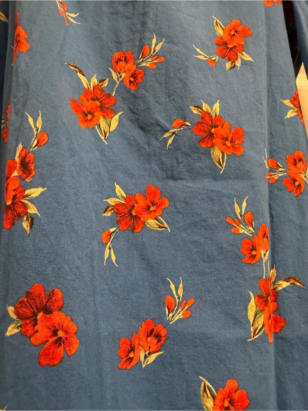 Zara Emma Blue Orange Floral Hibiscus V-Neck Long Sleeve Tunic Mini Dress Small - Picture 15 of 15